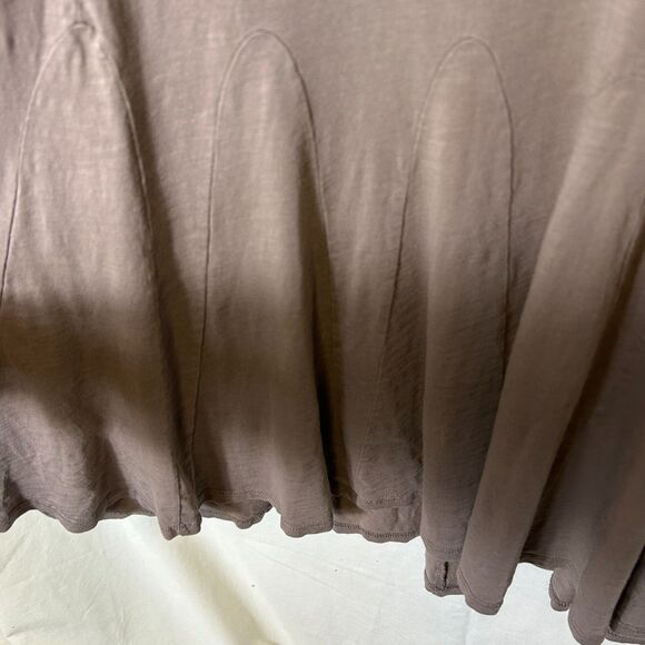 Garnet Hill Taupe Brown Organic Cotton Sleeveless Easy Knit Godet Dress Size XS - Picture 6 of 12